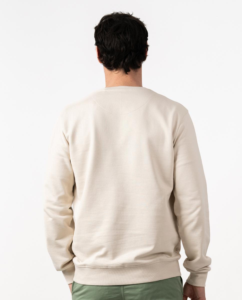 Sweatshirt de Gola Redonda com Logo Frontal Bege-2