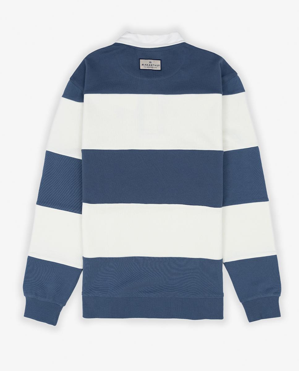 Sweatshirt sem Capuz com Gola de Polo Azul-marinho-3