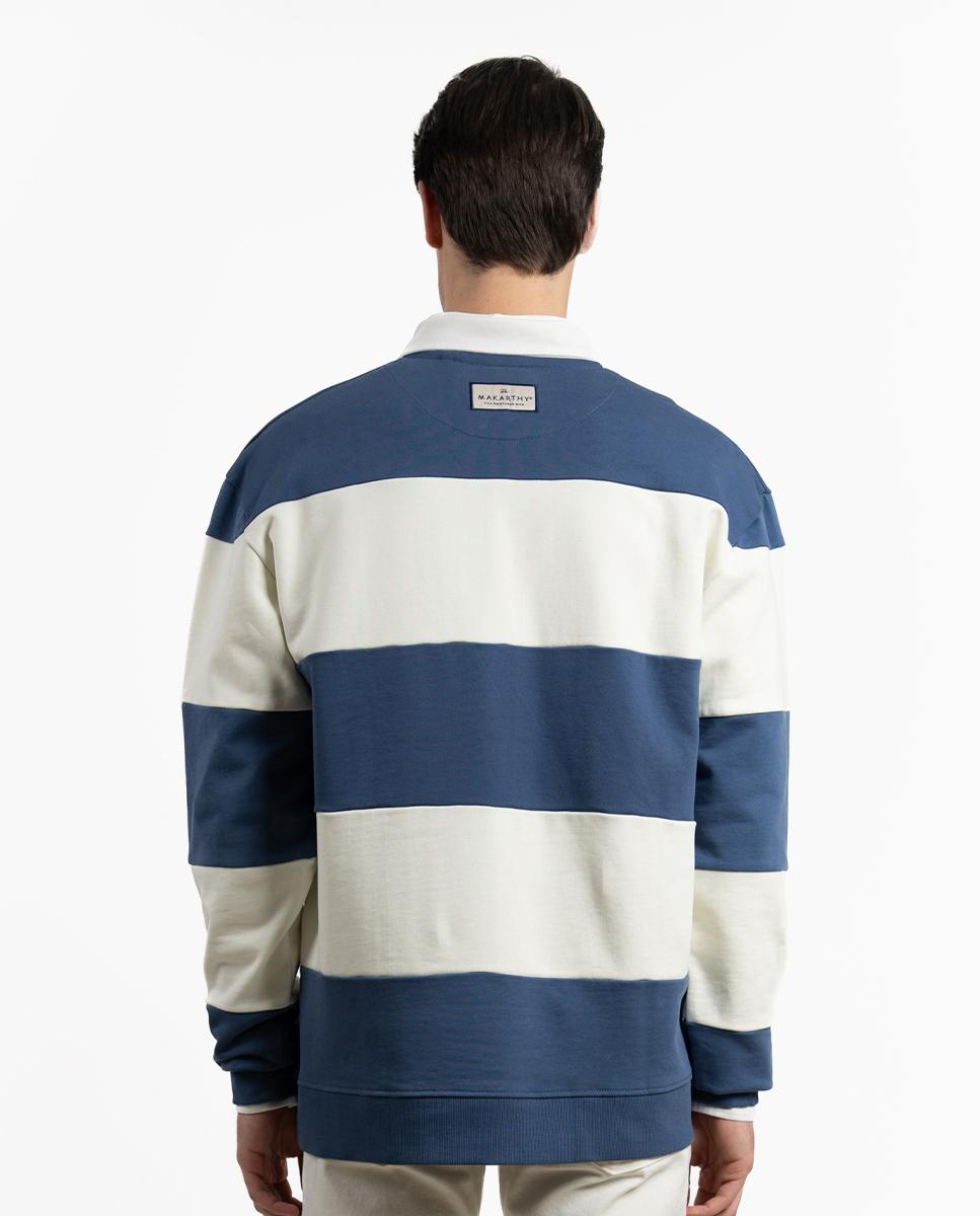 Sweatshirt sem Capuz com Gola de Polo Azul-marinho-6