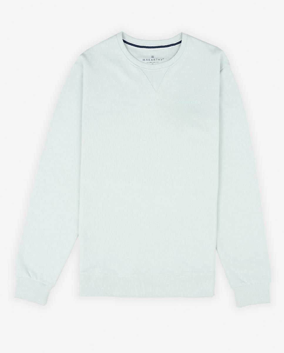Sweatshirt sem Capuz com Gola Redonda e Print Posterior Azul-claro-2