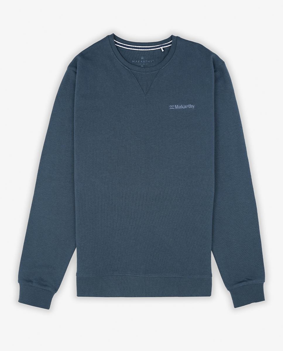 Sweatshirt com Gola Redonda e Print Posterior Azul-marinho-3
