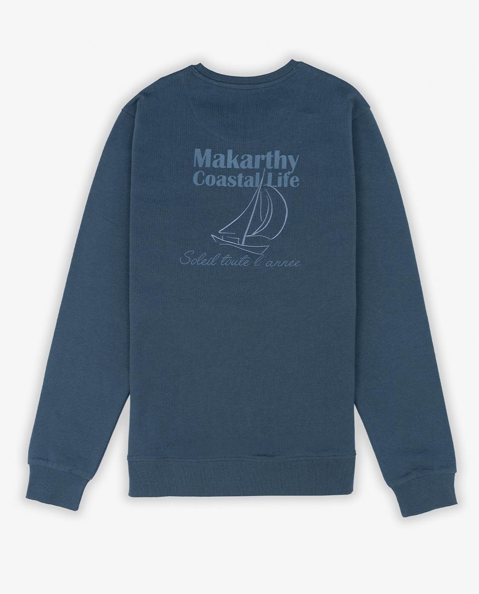 Sweatshirt com Gola Redonda e Print Posterior Azul-marinho-4