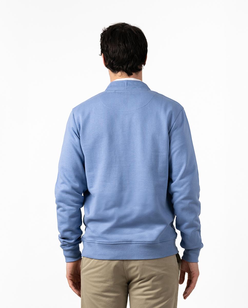 Sweatshirt de Gola Alta com Botões Azul-2