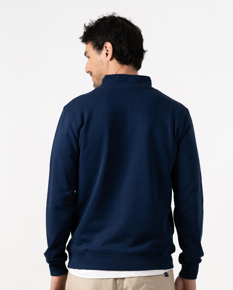 Sweatshirt sem Capuz com Botões na Gola Azul-marinho-2