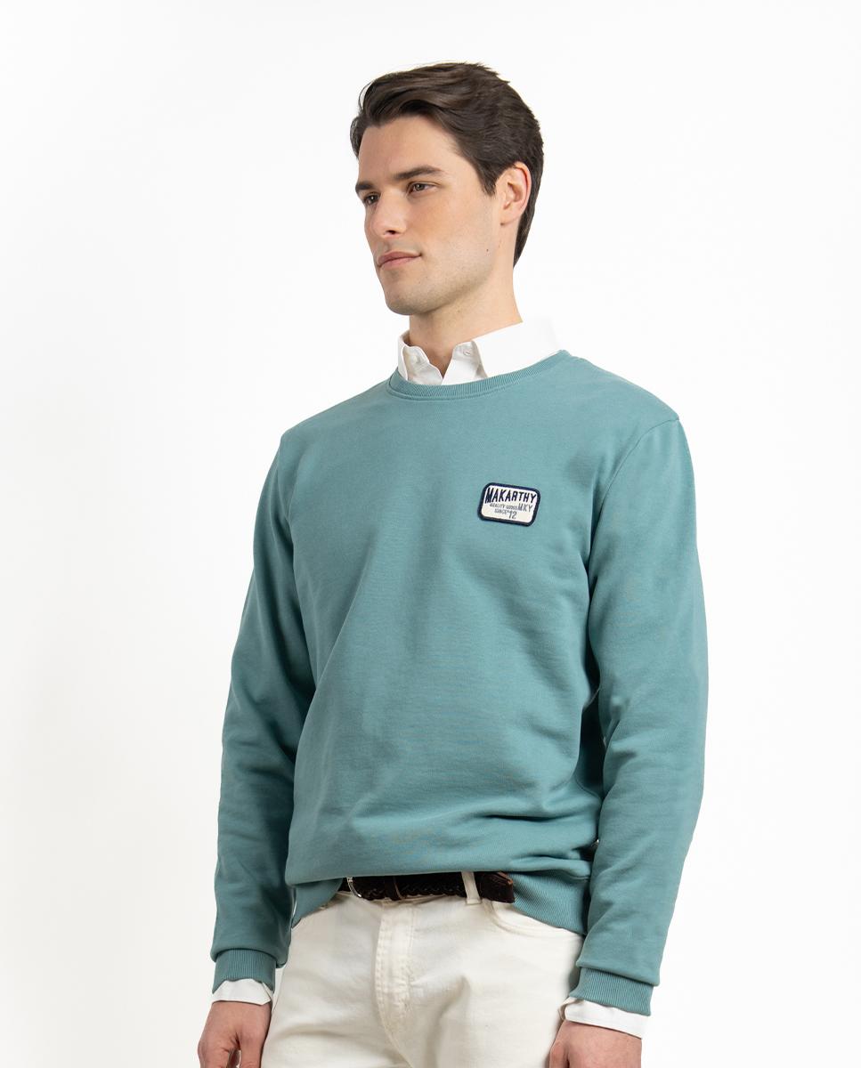 Sweatshirt sem Capuz com Gola Redonda Azul-claro-1