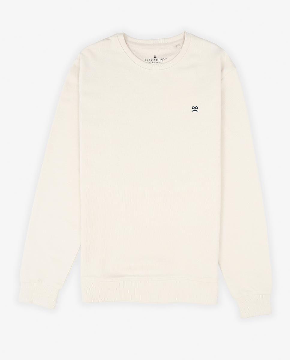 Sweatshirt com Gola Redonda e Logo Bordado Bege-3