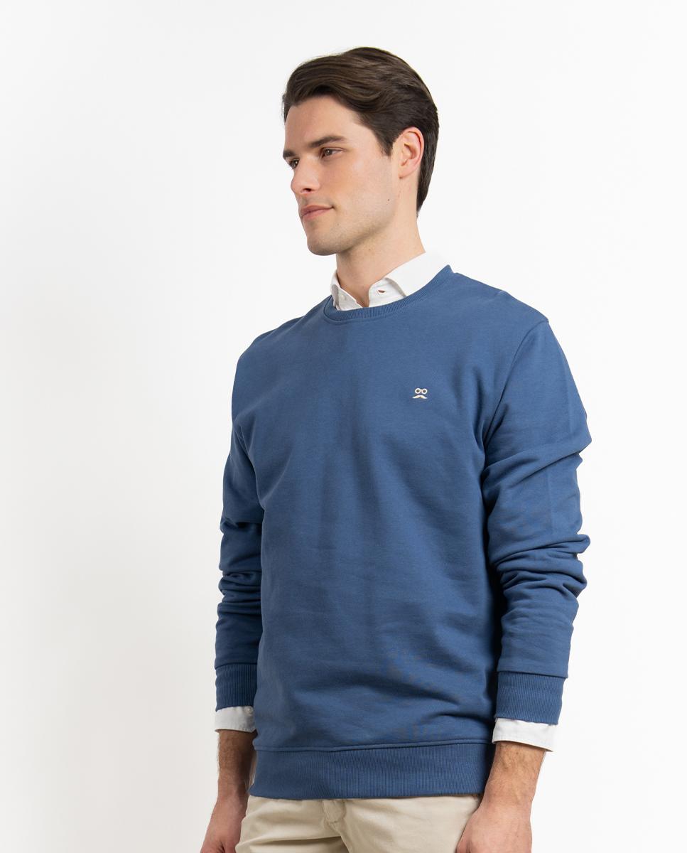 Sweatshirt sem Capuz com Gola Redonda Azul-marinho-1