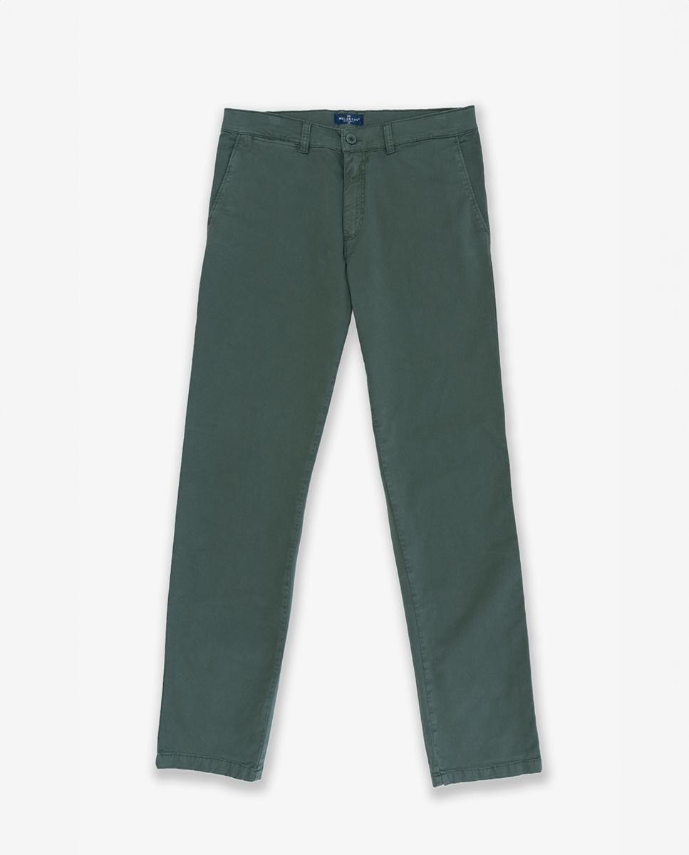 Calças Chino Slim com Bolsos e Patch Bordado Verde-3