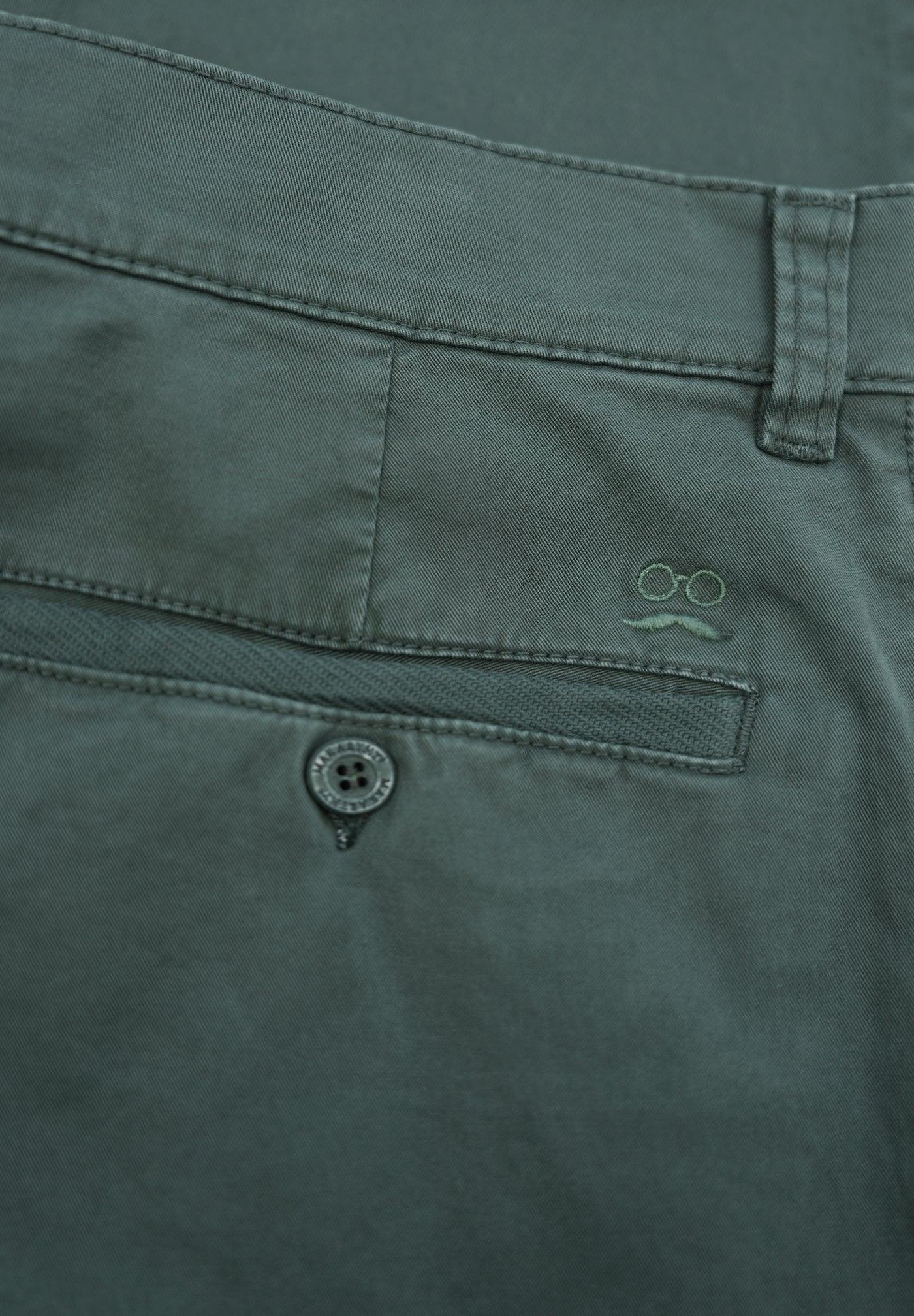 Calças Chino Slim com Bolsos e Patch Bordado Verde-5