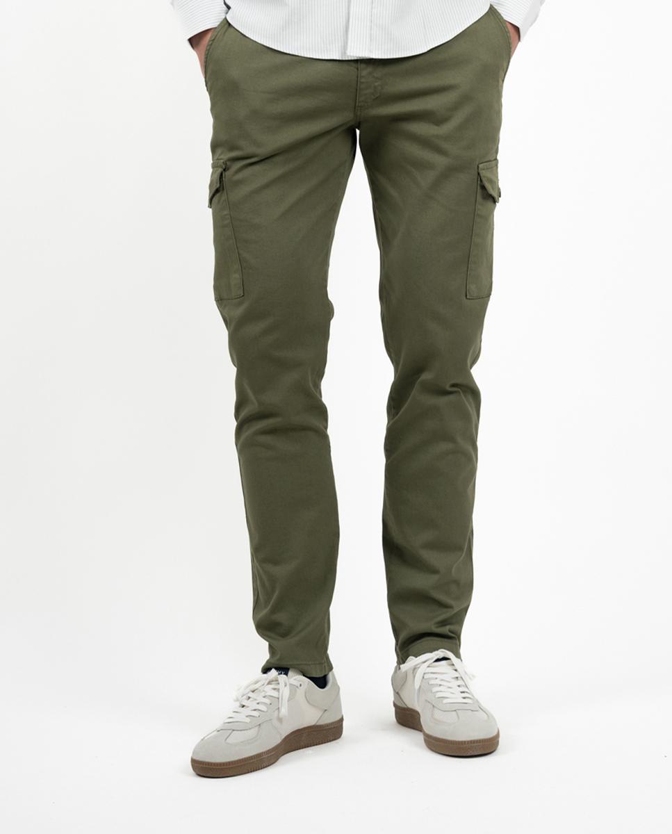 Calças Cargo Slim com Logo no Bolso Posterior Verde-militar-2