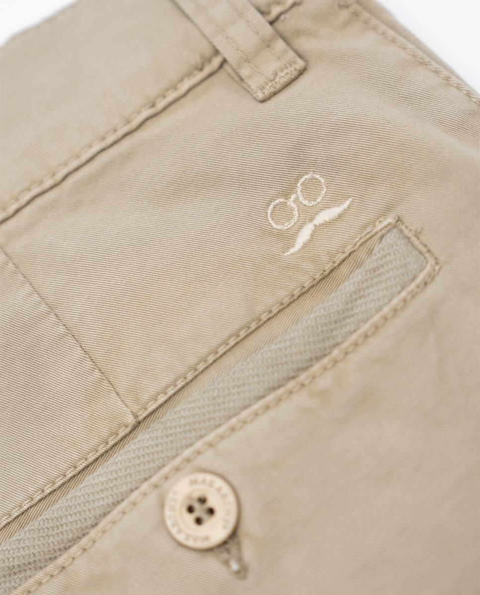 Bermuda Calças Chino com Bolsos Camel-3