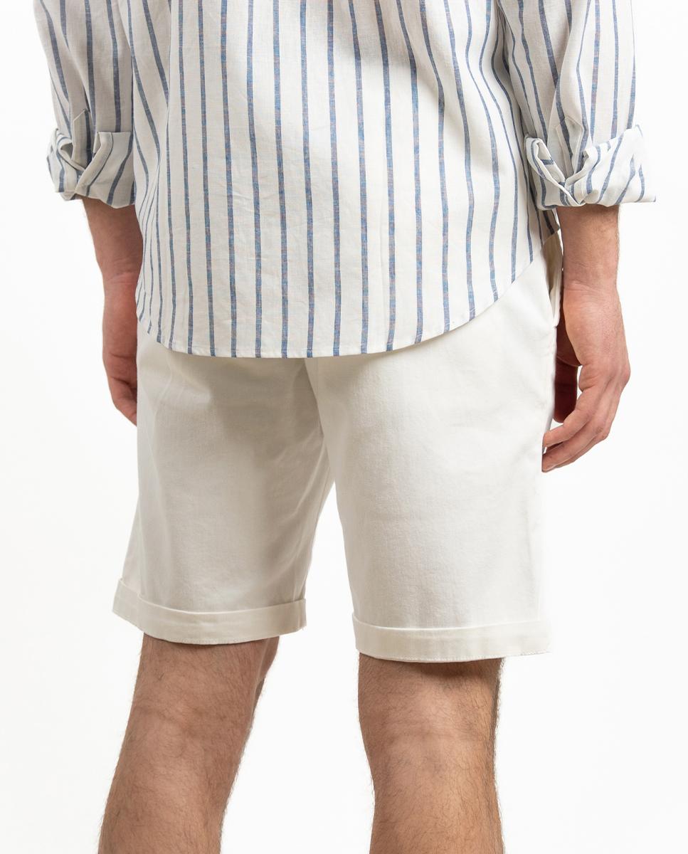 Bermuda Calças Chino com Bolsos Branco-marfim-2