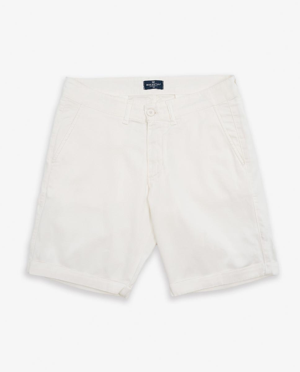Bermuda Calças Chino com Bolsos Branco-marfim-3