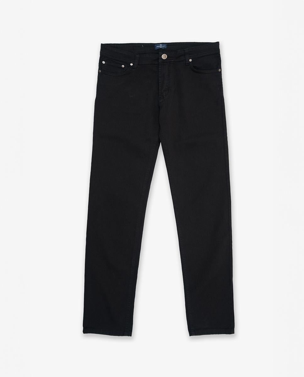 Jeans Slim com Bolsos e Patch Bordado Preto-2