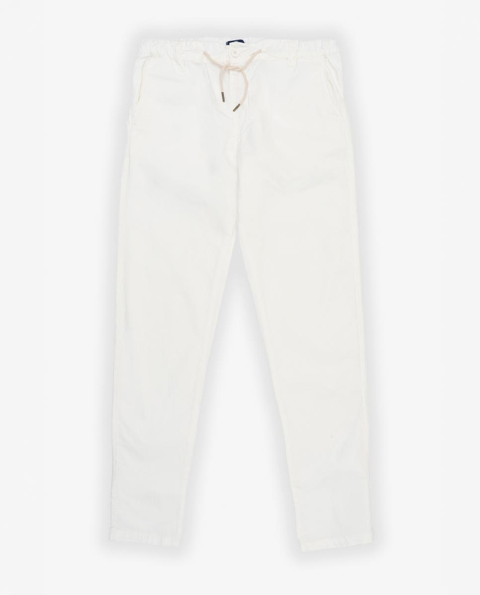 Calças Chino Slim com Cintura Elástica Branco-3