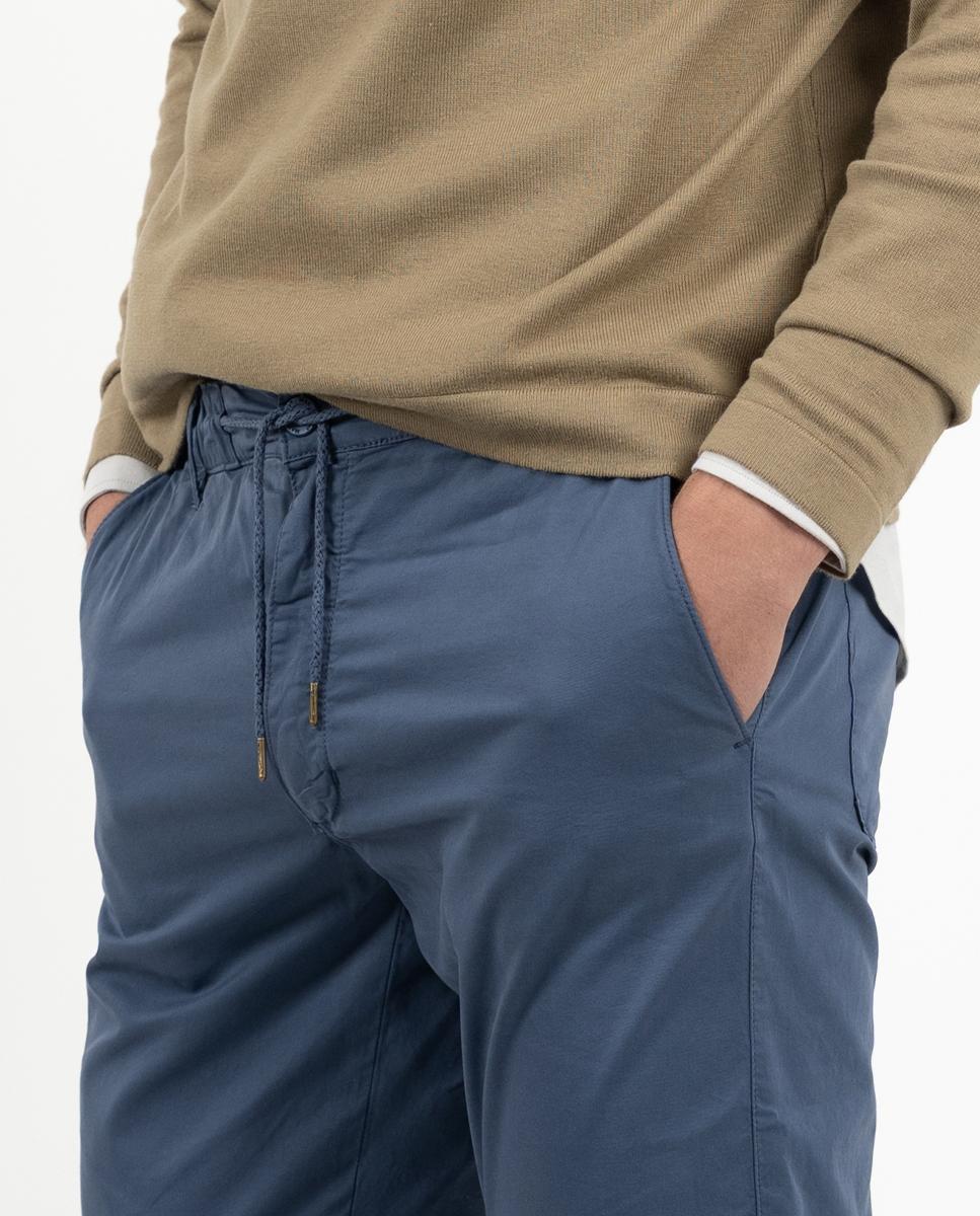 Calças Chino Slim com Cintura Elástica Azul-marinho-2