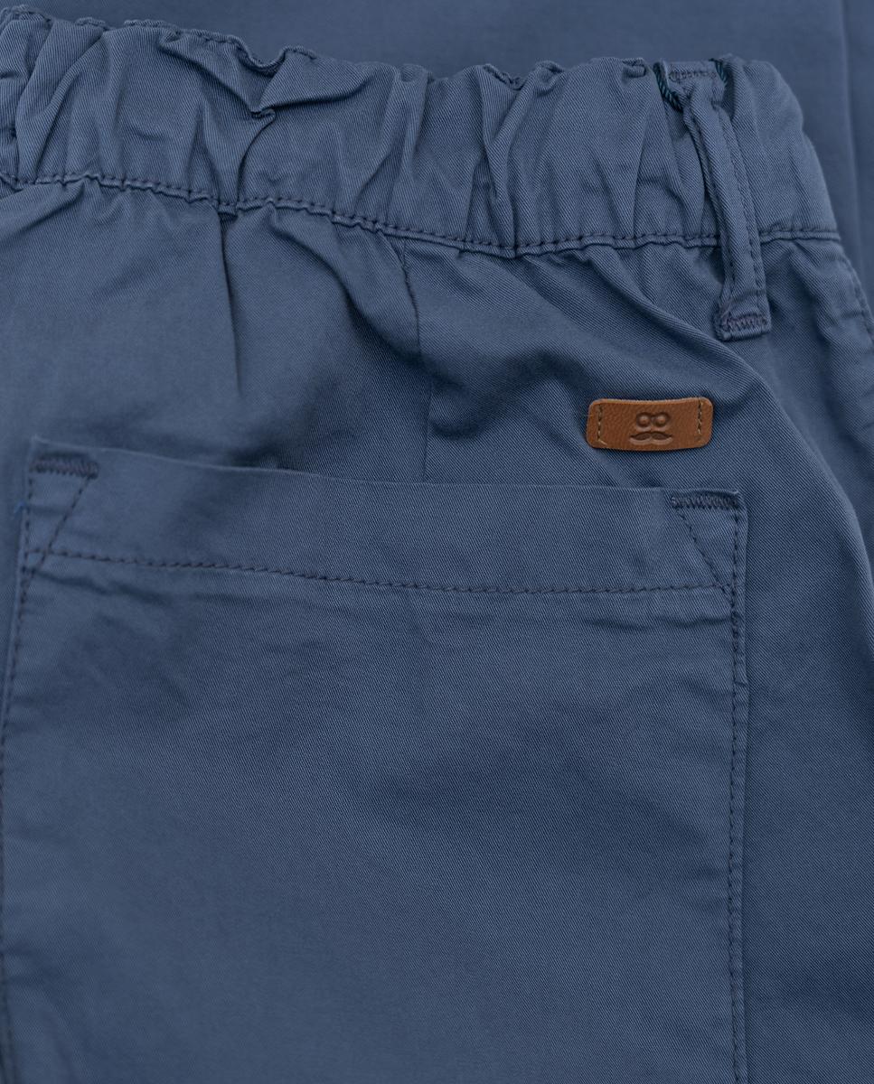 Calças Chino Slim com Cintura Elástica Azul-marinho-4