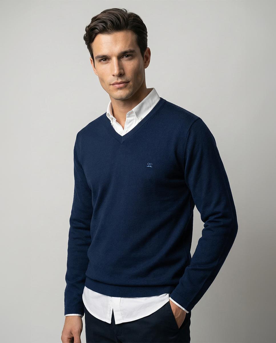 Imagem 0 de Camisola de Algodão com Gola em V