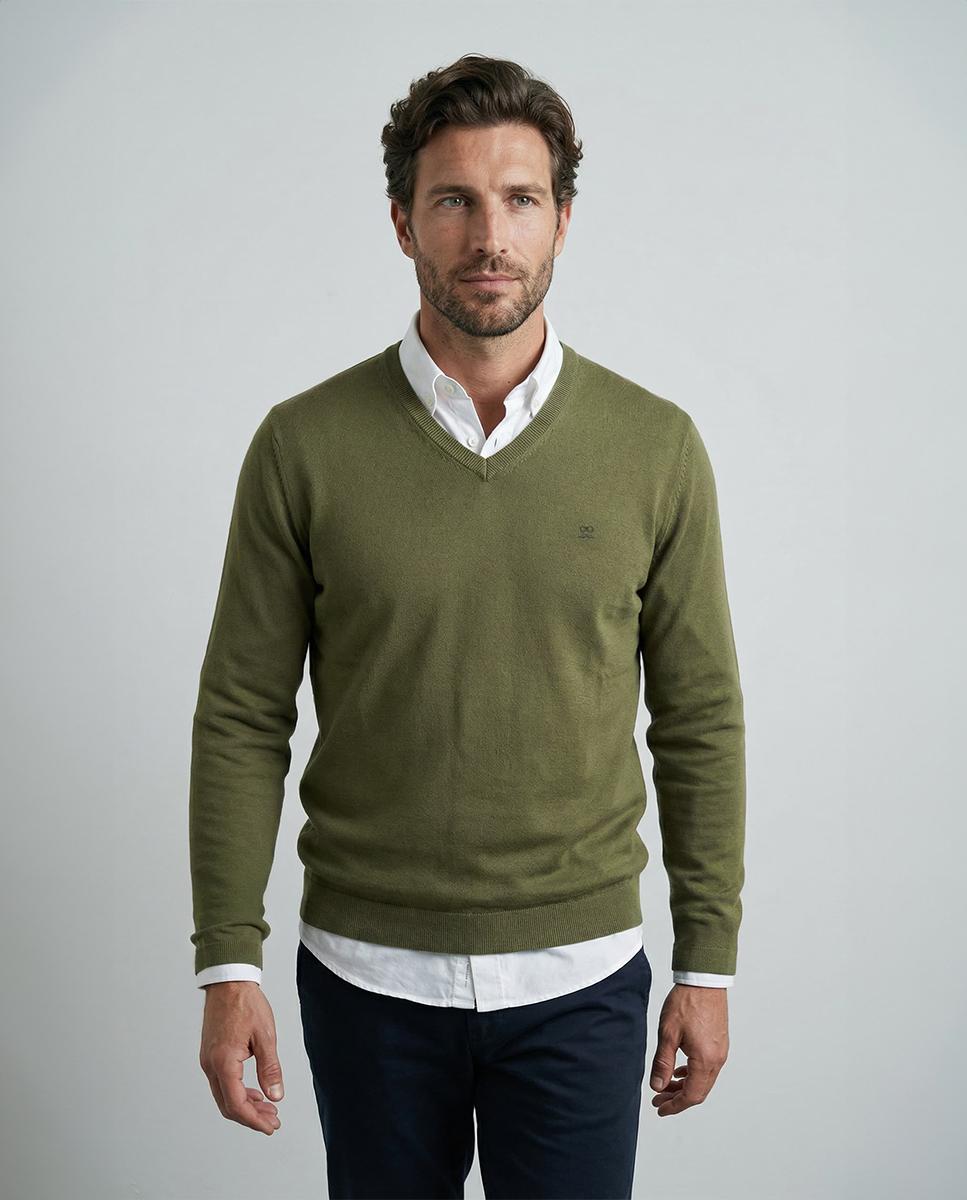 Imagem 0 de Camisola de Algodão com Gola em V