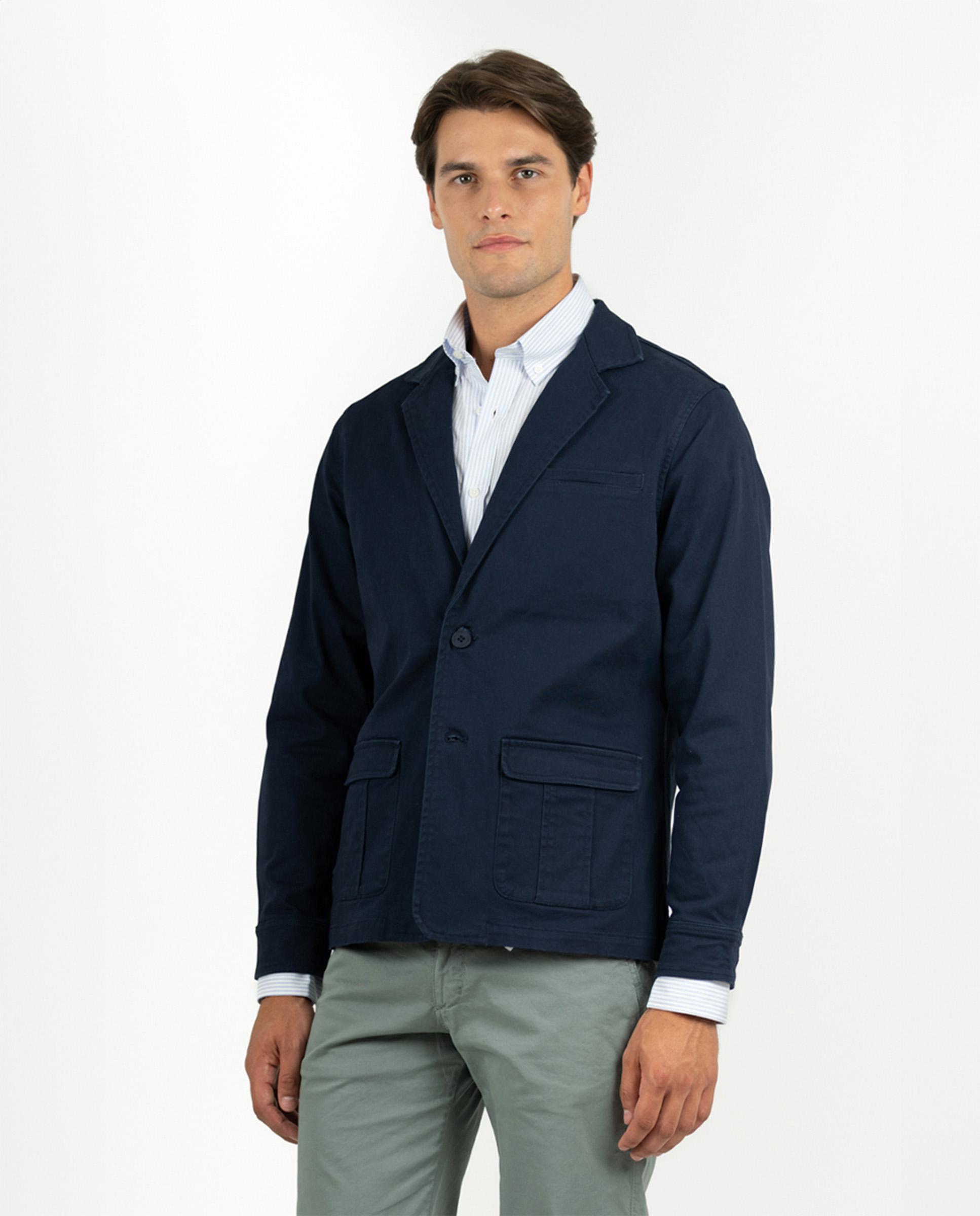 Blazer Abotoada com Bolsos Azul-marinho-2