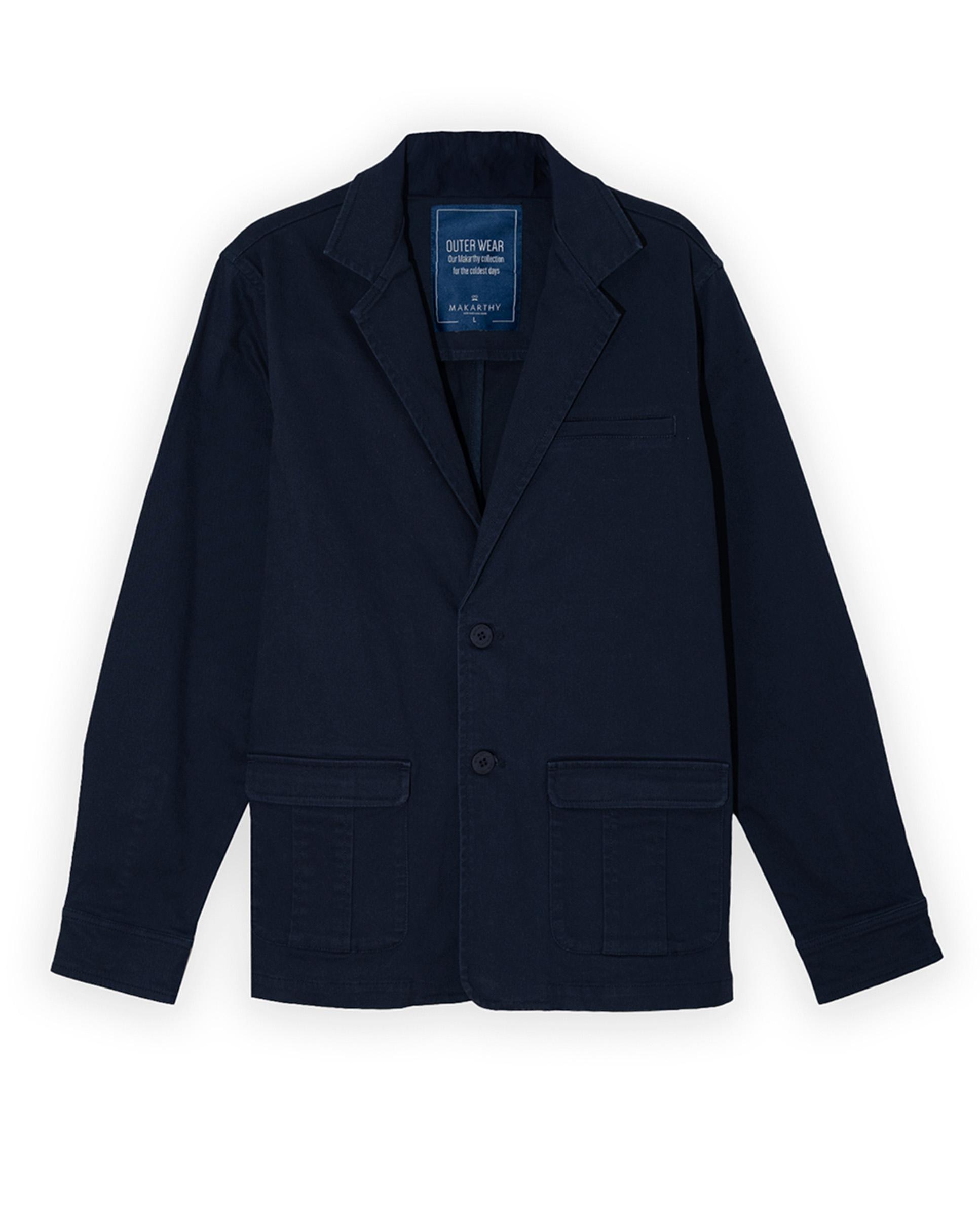 Blazer Abotoada com Bolsos Azul-marinho-4