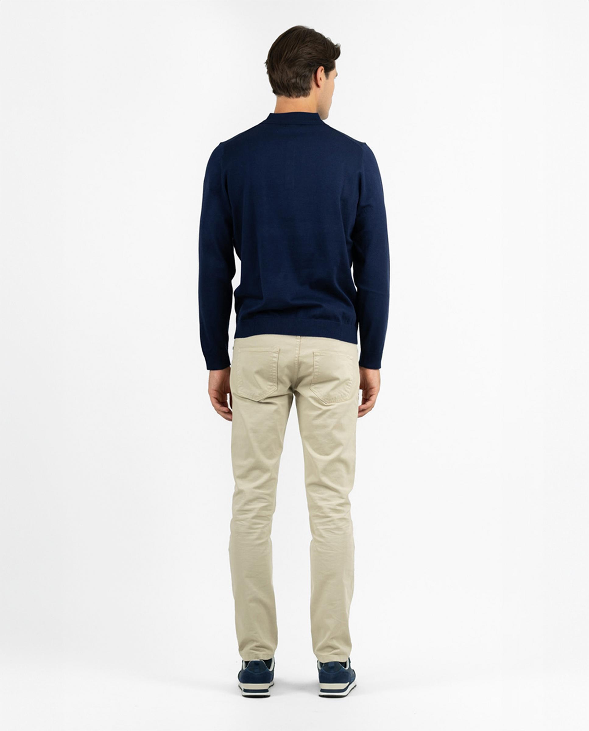 Polo Regular Fit de Manga Comprida Azul-marinho-3