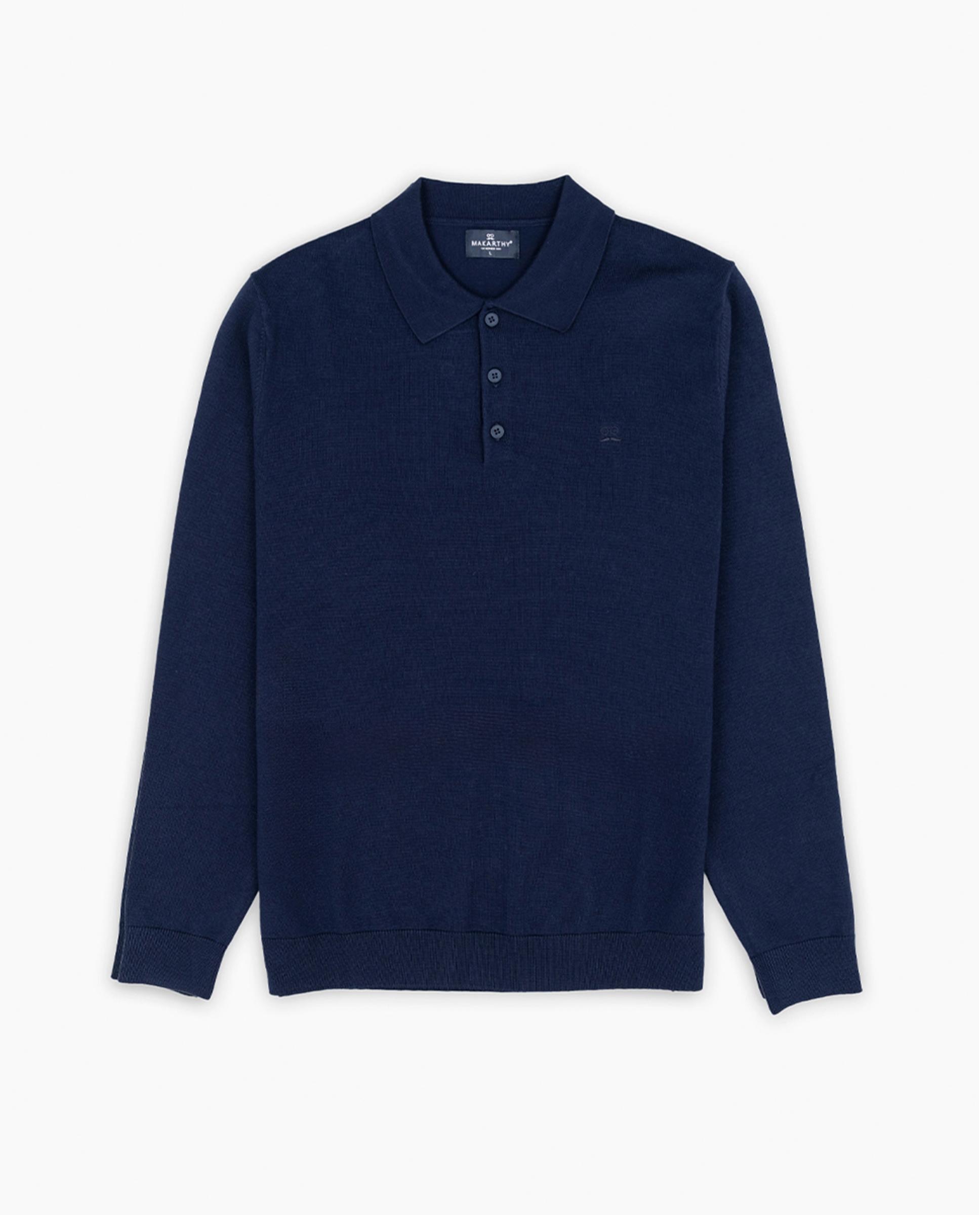 Polo Regular Fit de Manga Comprida Azul-marinho-4