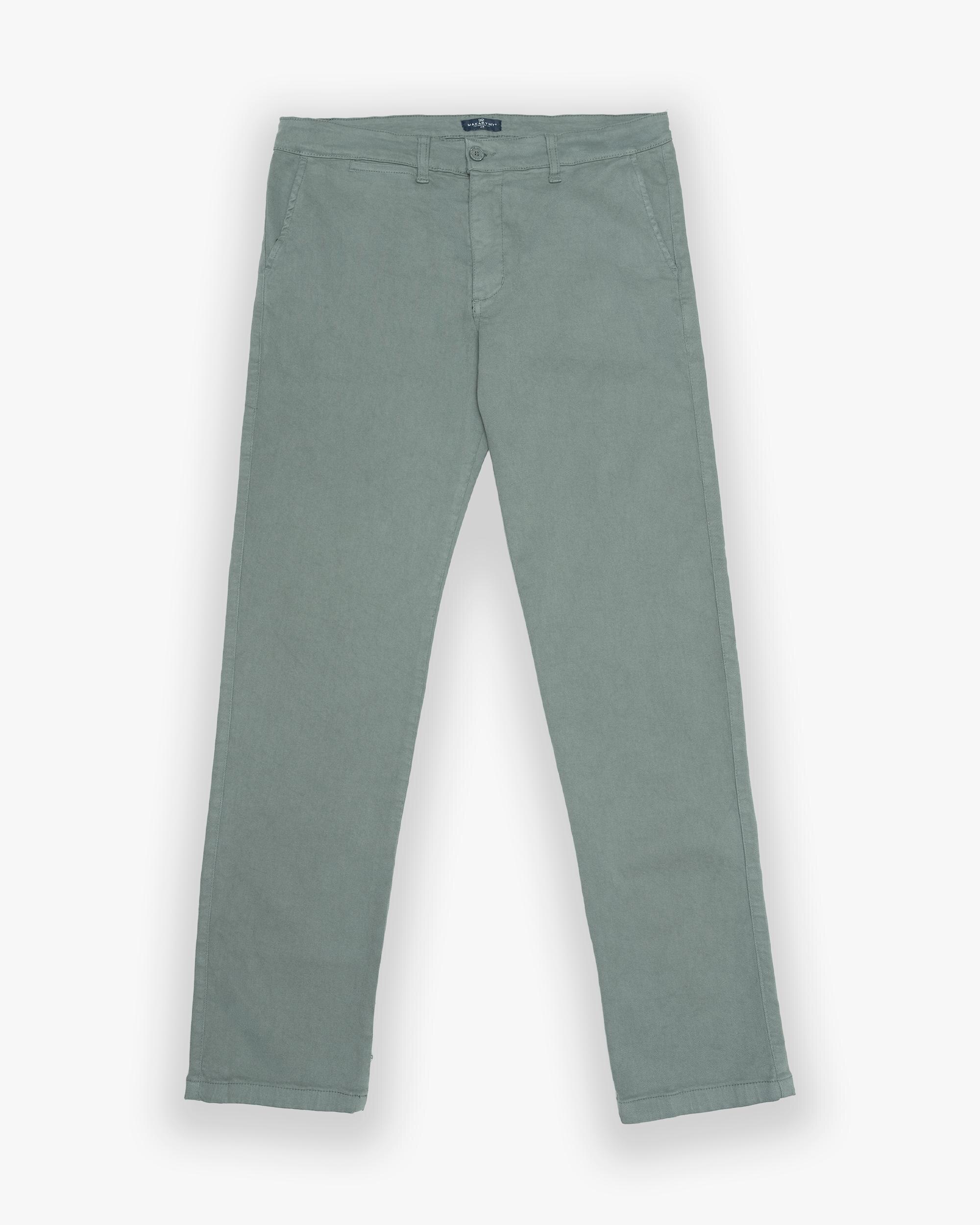Calças Chino Slim com Bolsos Verde-acinzentado-3