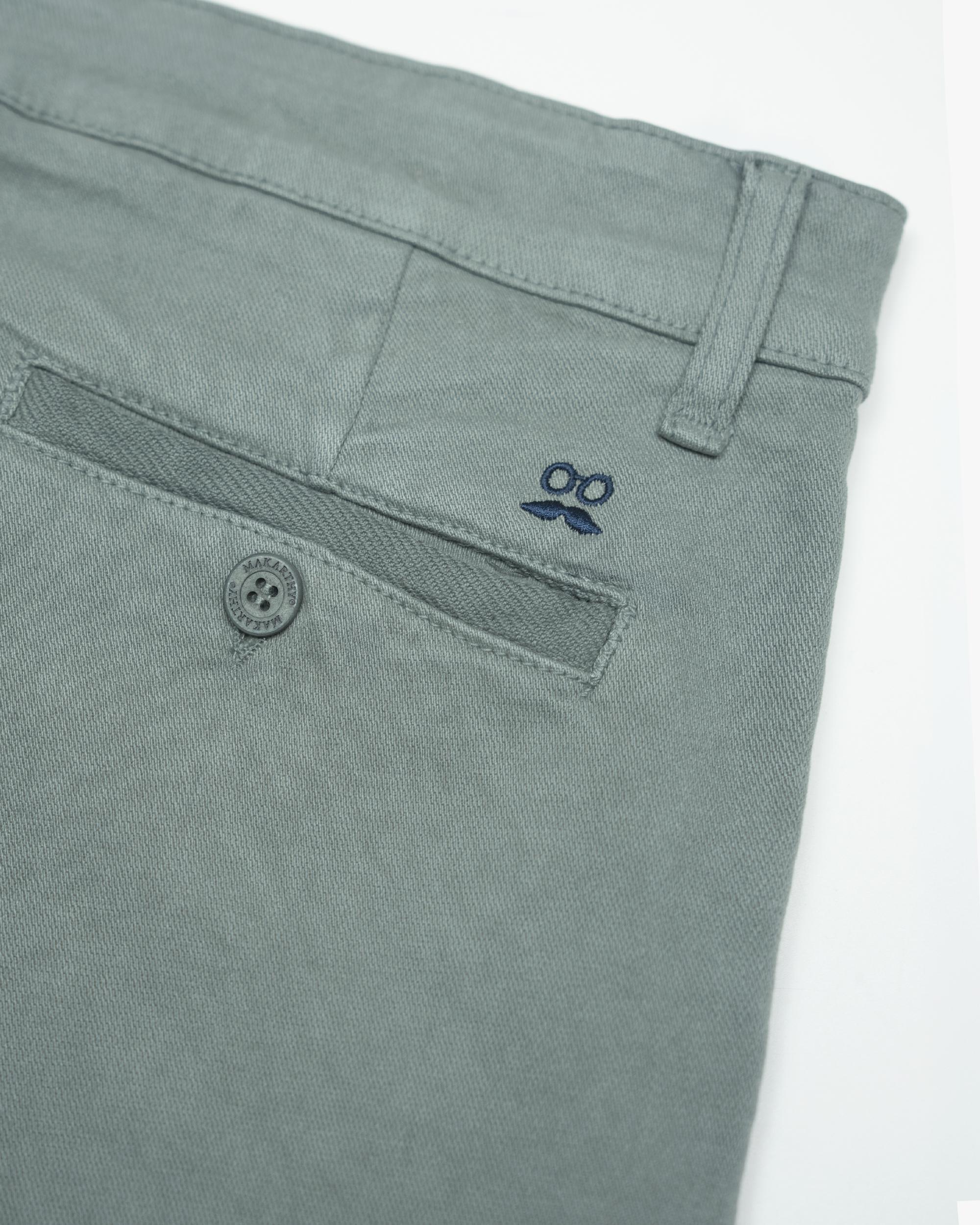 Calças Chino Slim com Bolsos Verde-acinzentado-4