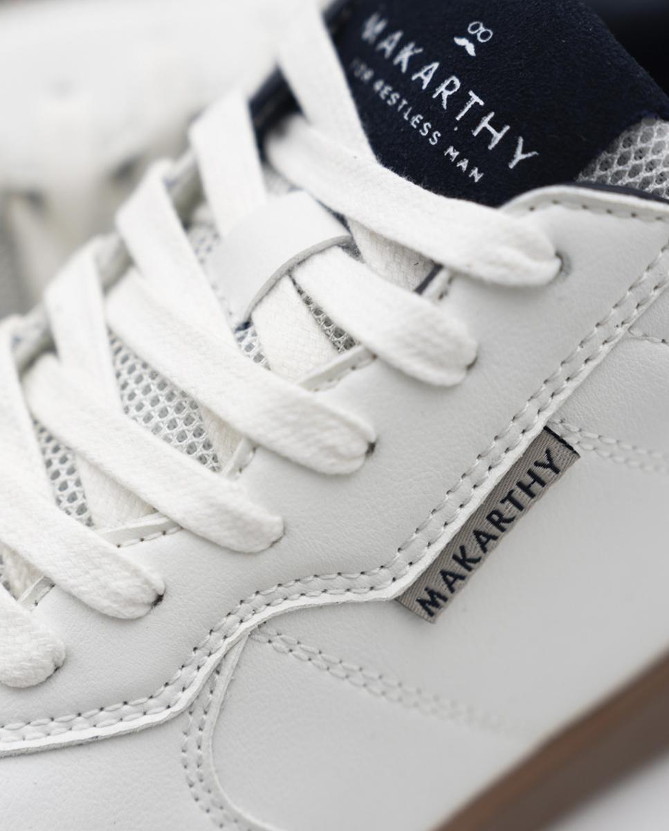 Sapatilhas Desportivas Casuais de Pele Branco-4
