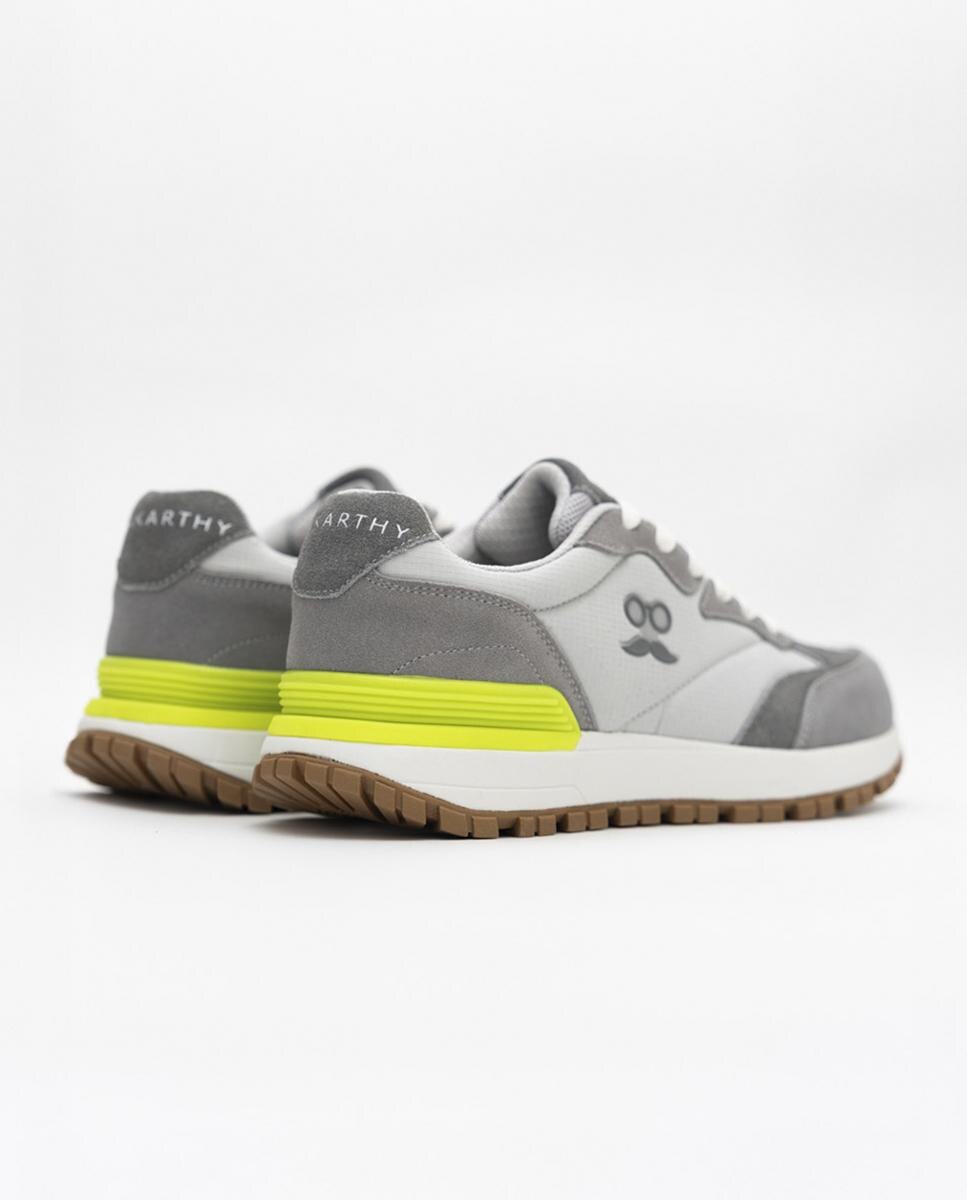 Sapatilhas Desportivas Casuais com Logo Lateral Cinzento / Amarelo-flúor-3