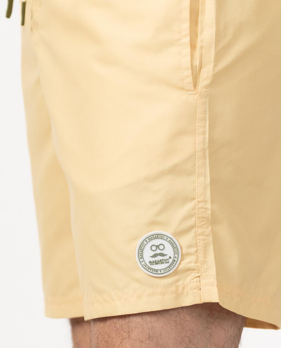 Fato de Banho Bermuda com Bolso Posterior com Aba Amarelo-2