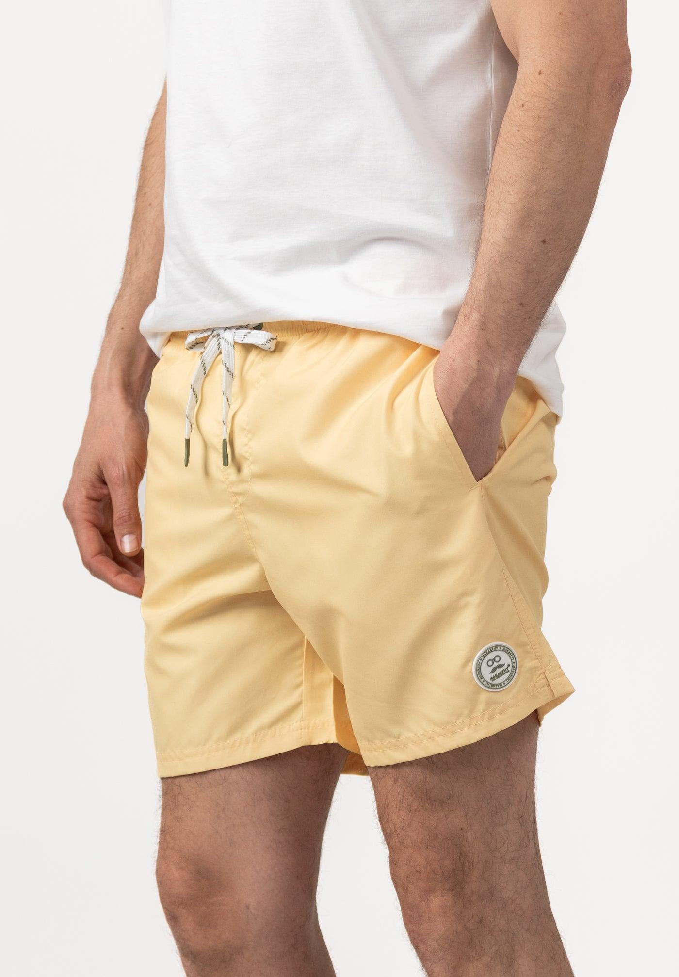 Fato de Banho Bermuda com Bolso Posterior com Aba Amarelo-5