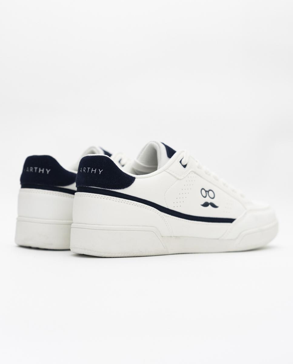 Sapatilhas Desportivas Casuais de Pele Branco / Azul-3