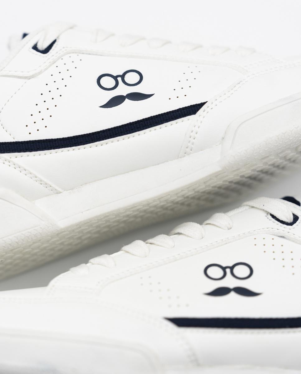 Sapatilhas Desportivas Casuais de Pele Branco / Azul-4