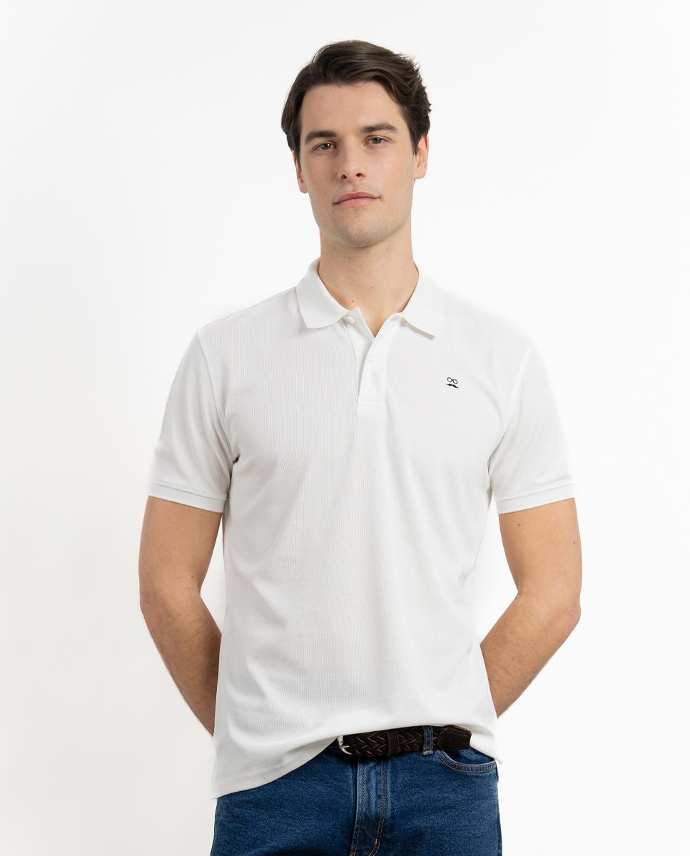 Polo de Manga Curta em Algodão Branco-1