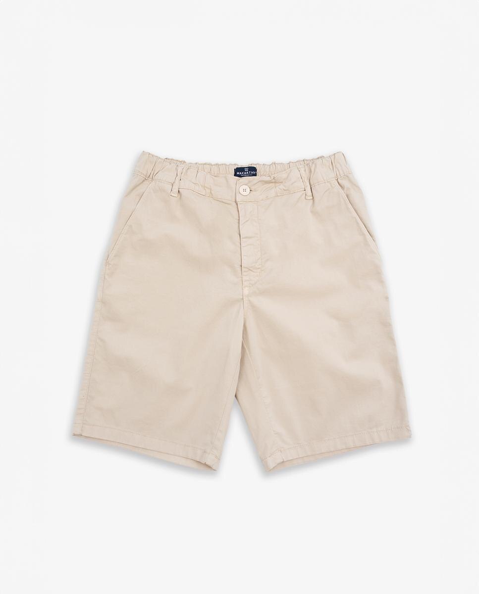 Calças Curtas Calças Chino com Bolsos Bege-2