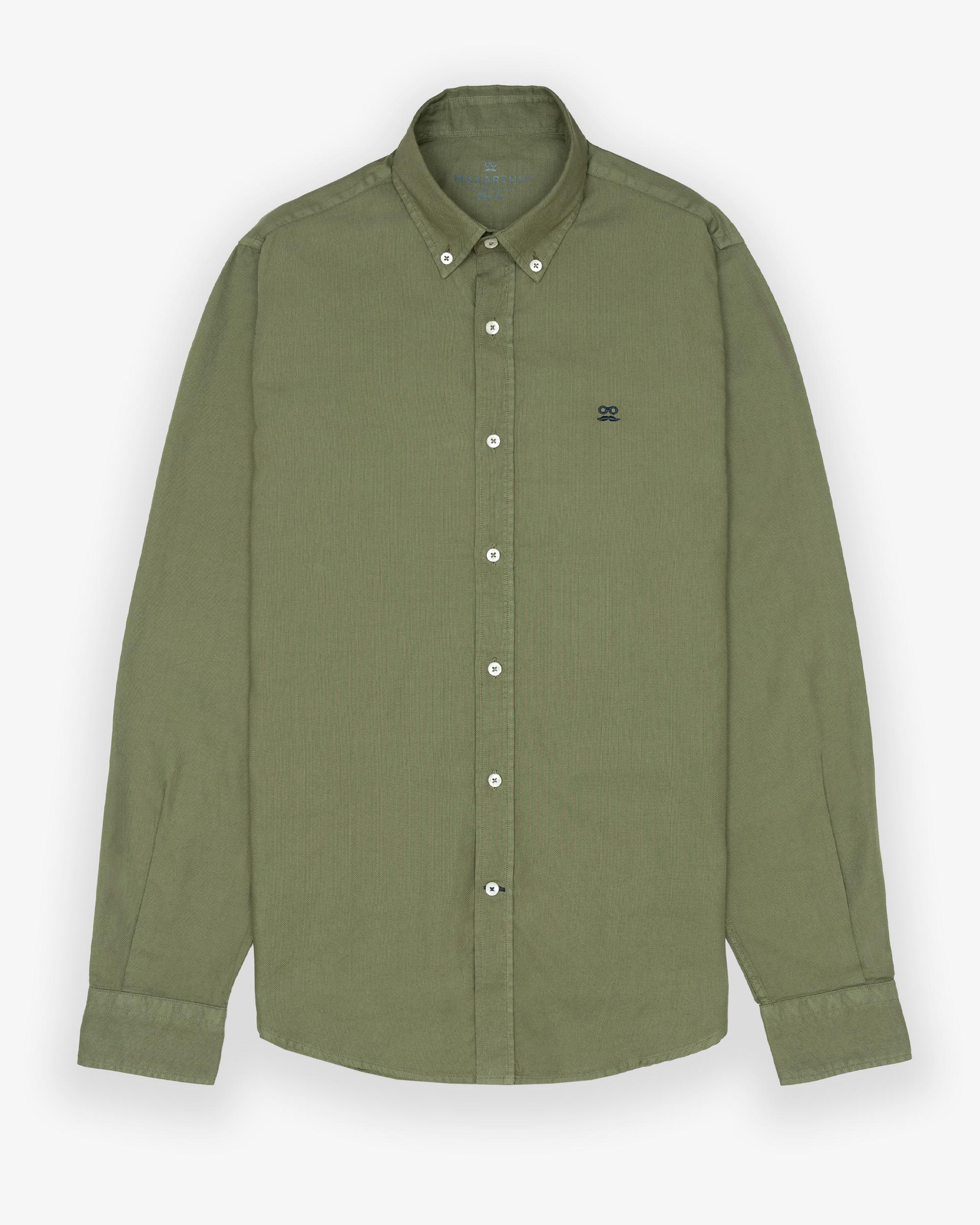 Camisa Slim com Tecido Garment Dyed Verde-2