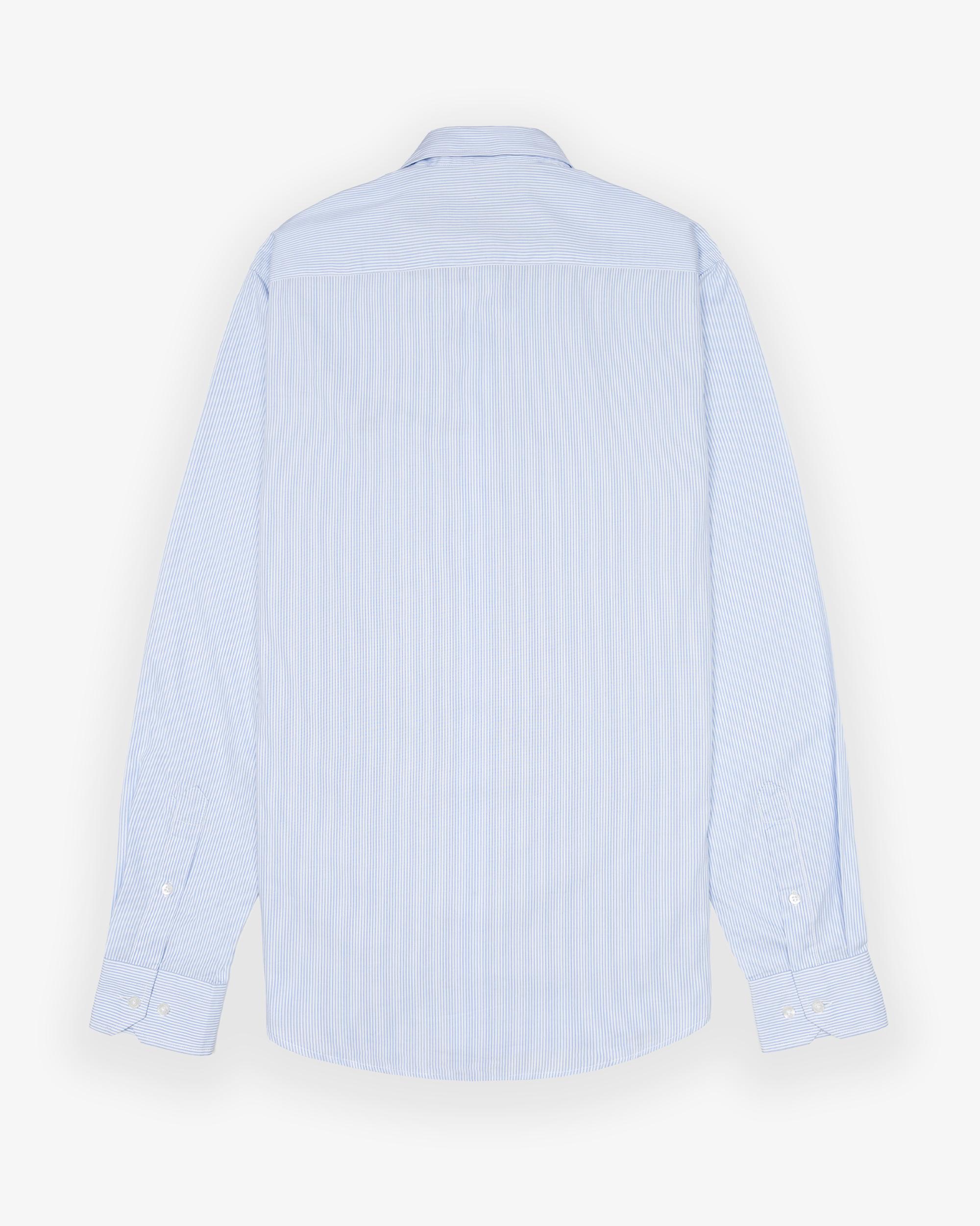 Camisa Slim com Gola Italiana Azul-celeste-3