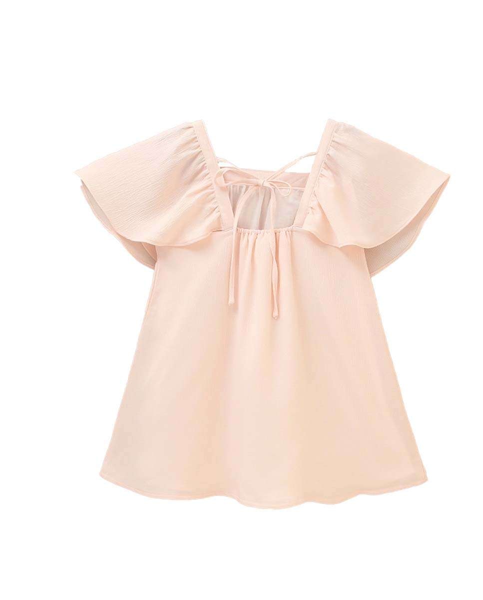 Vestido Infantil em Gase com Manga Curta Creme-4