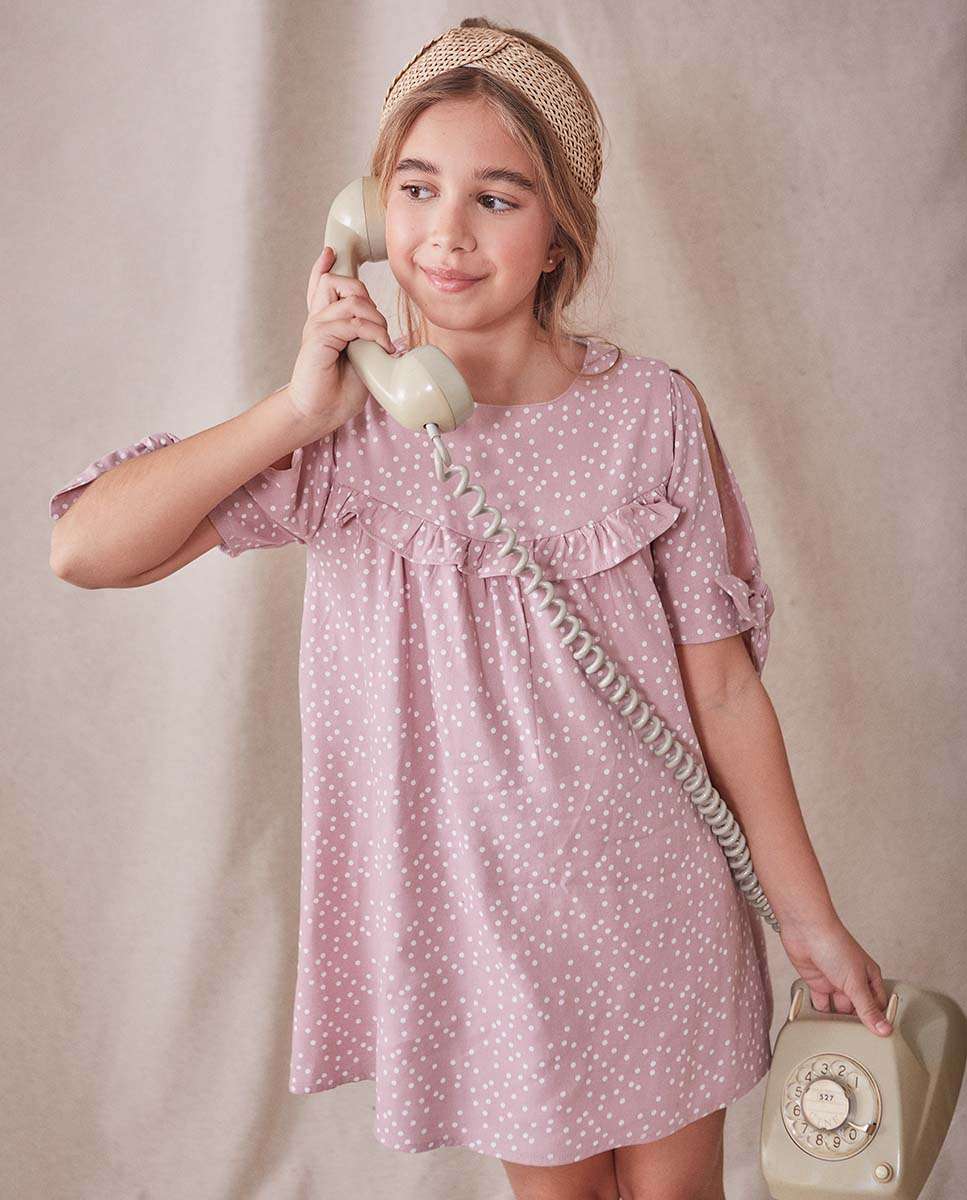 Imagem 0 de Vestido Infantil Estampado com Folhos