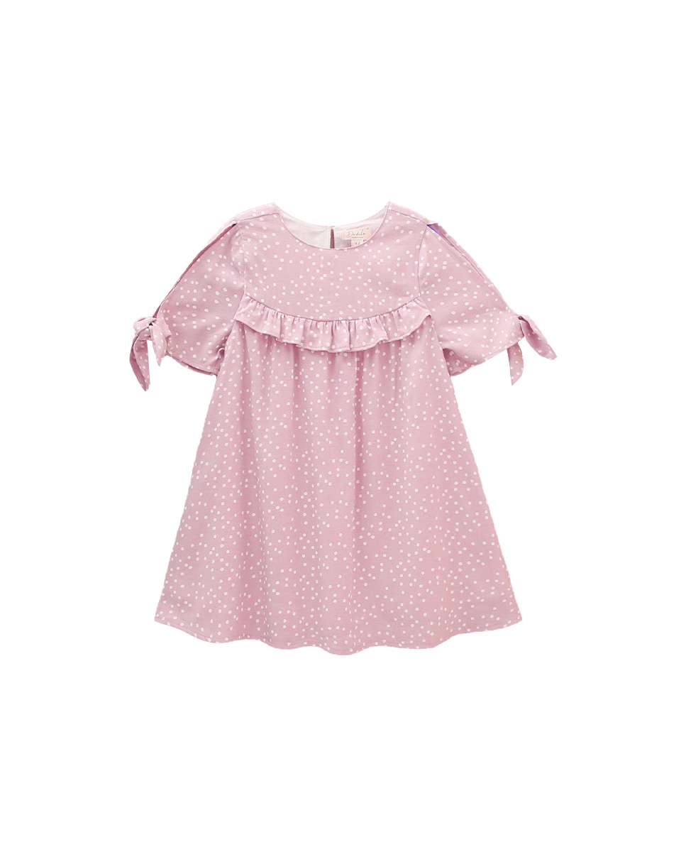 Vestido Infantil Estampado com Folhos Rosa-4