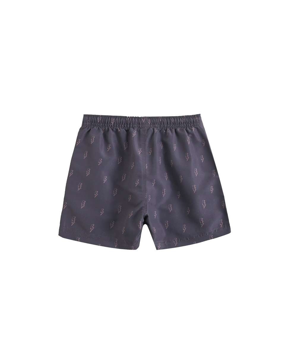 Fato de Banho Infantil com Estampado de Raios e Cordão de Ajuste Dadati Cinzento-escuro-3