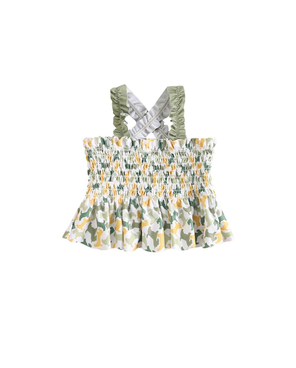 Blusa para Bebé Tipo Top Estampada com Alças Cruzadas Dadati Verde-1