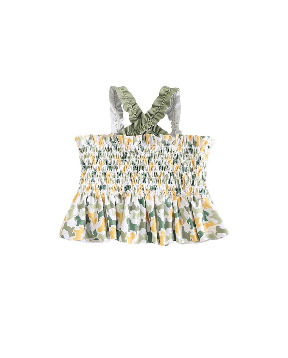 Blusa para Bebé Tipo Top Estampada com Alças Cruzadas Dadati Verde-2