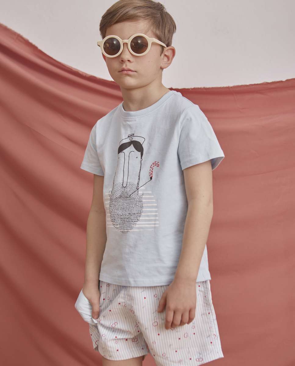 Imagem 0 de Fato de Banho Infantil com Padrão Às Riscas e Estampado de Cerejas