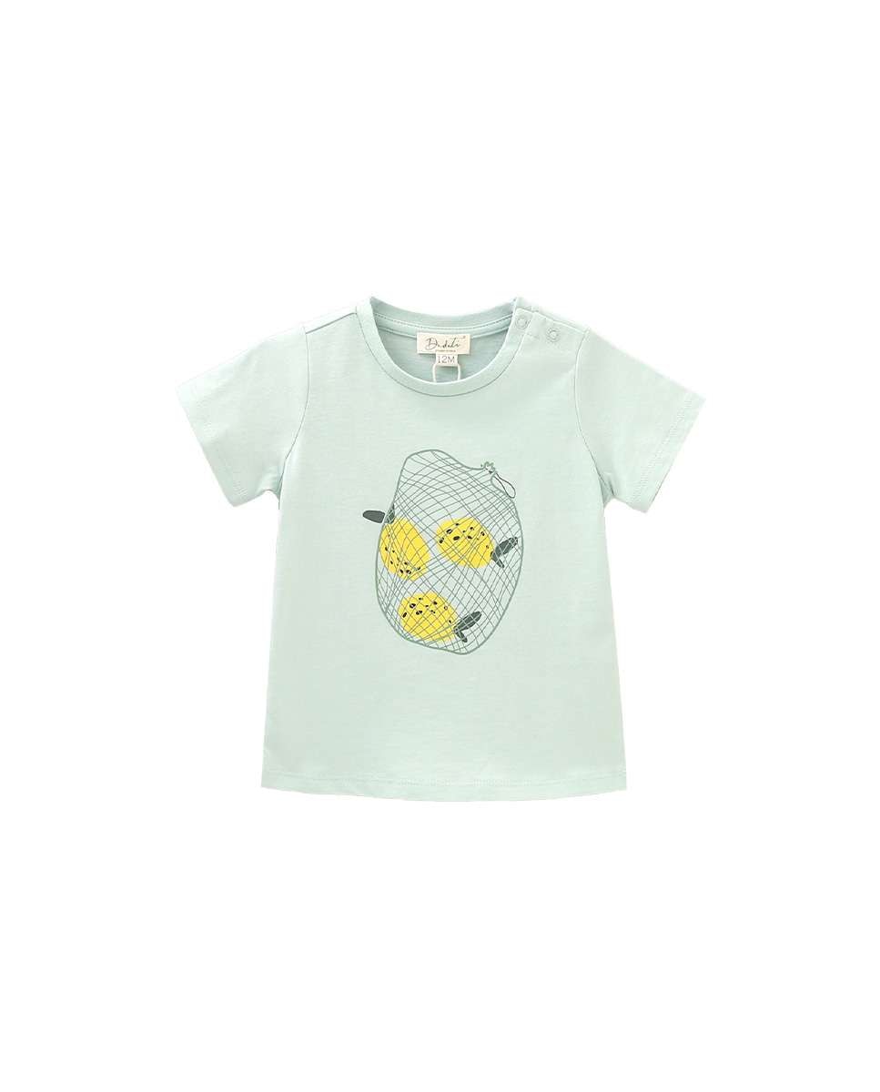 T-shirt para Bebé de Manga Curta com Desenho de Limões Dadati Verde Água-1