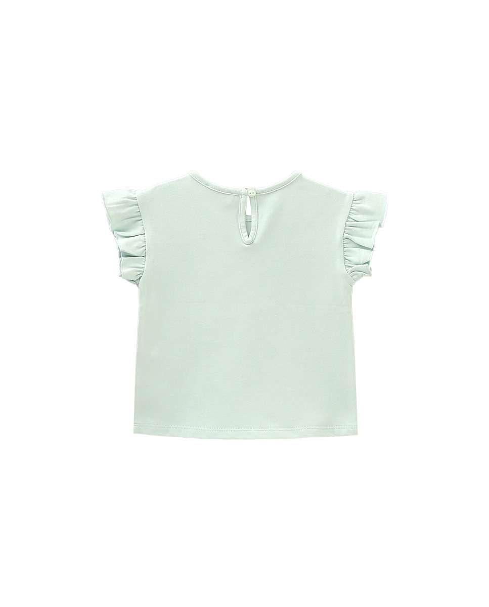 T-shirt para Bebé com Folhos e Desenho de Chávenas Verde-claro-3