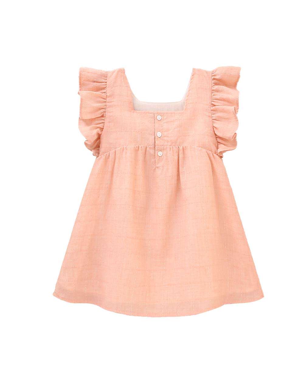 Vestido Infantil com Folhos e Detalhes Bordados Dadati Rosa-claro-3