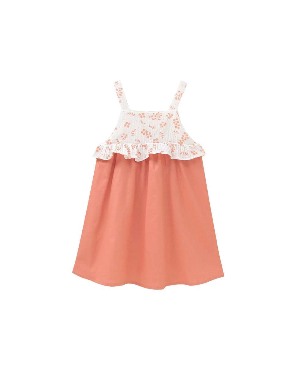 Vestido Infantil de Alças Combinado Dadati Rosa / Branco-2